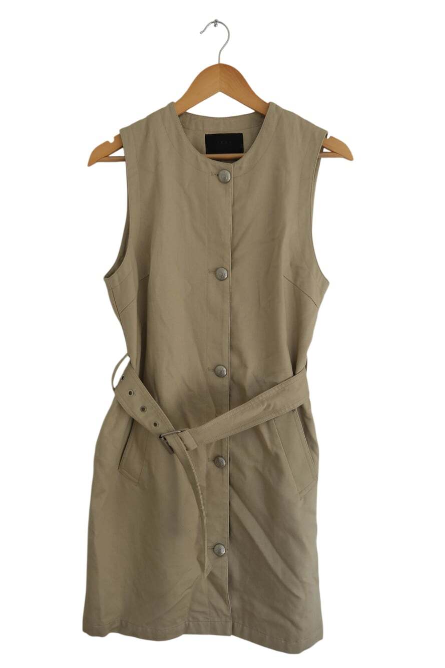 IKKS Women Beige Belted Sleeveless Utility Dress – EU 42 / US 10